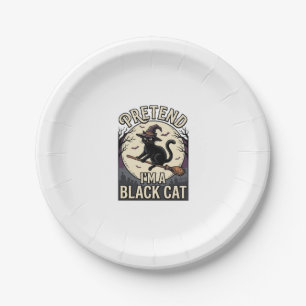 Zwarte Kat Kostuum Vintage Halloween Heksenkat Shi Papieren Bordje