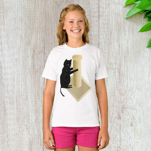 Zwarte Kat Krabpaal Silhouet T-shirt