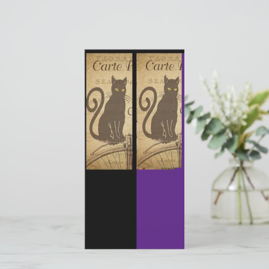  zwarte kat, kunst, Bladwijzer kaart (Staand voorkant)