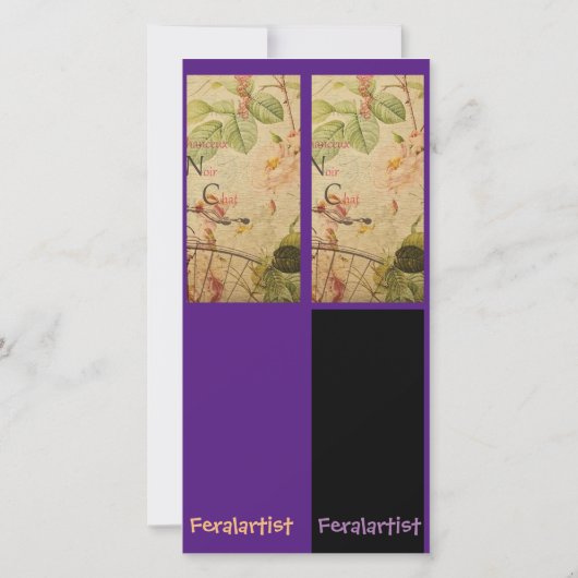  zwarte kat, kunst, Bladwijzer kaart (Achterkant)