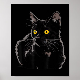 Zwarte kat kunst grafisch met gele ogen cool vinta poster