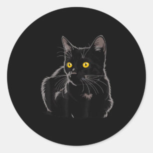 Zwarte kat kunst grafisch met gele ogen Cool vinta Ronde Sticker