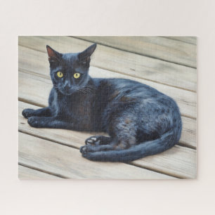 Zwarte kat kunst grote puzzel