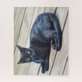 Zwarte kat kunst grote puzzel legpuzzel (Verticaal)
