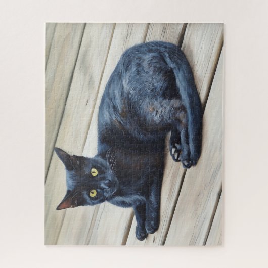 Zwarte kat kunst grote puzzel legpuzzel (Verticaal)