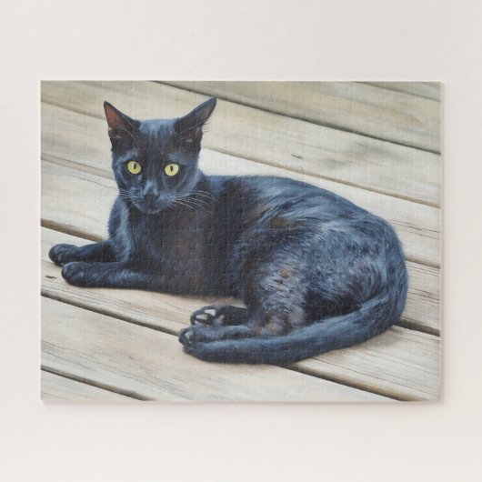 Zwarte kat kunst grote puzzel legpuzzel (Horizontaal)