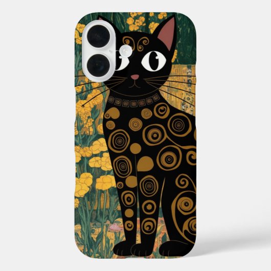 Zwarte Kat Kunst in de stijl van Gustav Klimt Case-Mate iPhone Case (Achterkant)