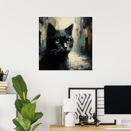 Zwarte Kat Kunst Poster