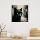 Zwarte Kat Kunst Poster (Keuken)