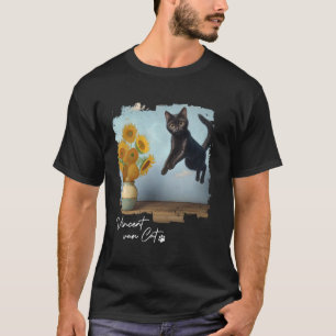 Zwarte Kat Kunst Zonnebloemen, Vincent van Kat, Gr T-shirt