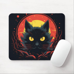 Zwarte Kat Kunstzinnige Illustratie Grafische Hall Muismat