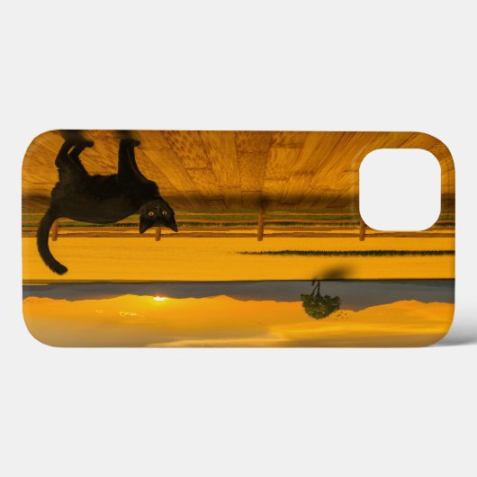 Zwarte kat landschap Case-Mate iPhone case (Achterkant (horizontaal))