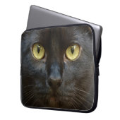 Zwarte kat laptop sleeve (Voorkant Links)