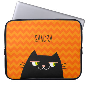 Zwarte kat laptop sleeve