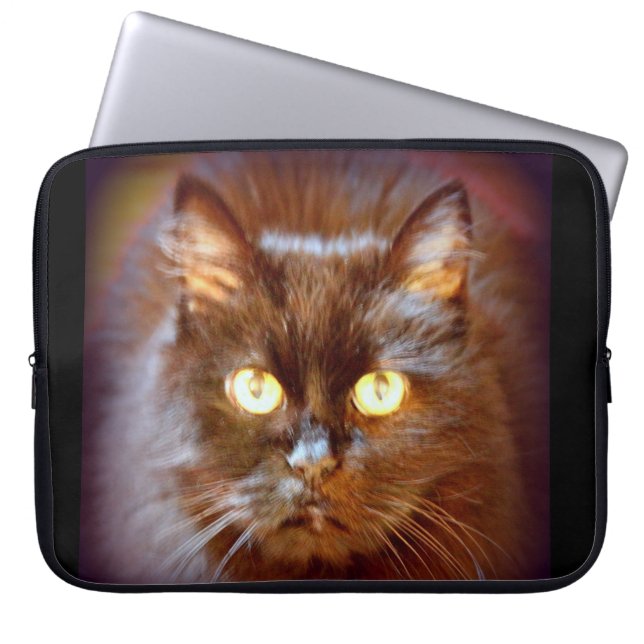 zwarte kat laptop sleeve (Voorkant)