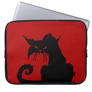 Zwarte kat-laptophoes laptop sleeve