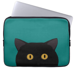 Zwarte kat-laptophoes laptop sleeve