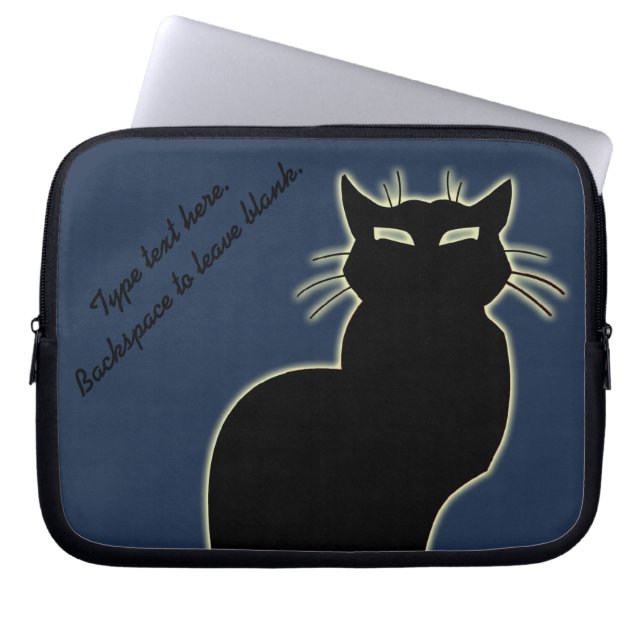 Zwarte kat-laptophoes personaliseer het Hoesje met Laptop Sleeve (Voorkant)