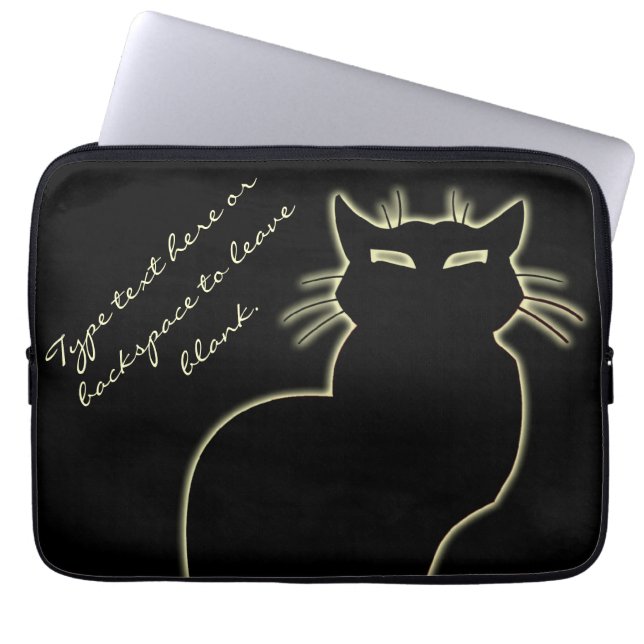 Zwarte kat-laptophoes personaliseer het Hoesje met Laptop Sleeve (Voorkant)
