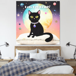 Zwarte Kat - Laten we het ons gemakkelijk maken Canvas Afdruk