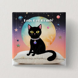 Zwarte Kat - Laten we ons settelen Vierkante Button 5,1 Cm