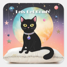 Zwarte Kat - Laten we ons settelen Vierkante Sticker