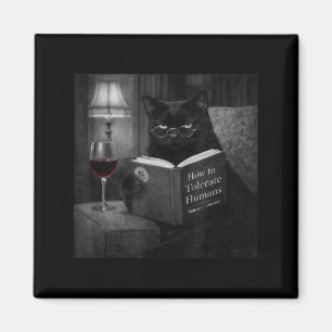 Zwarte Kat Leest Boek Grappige Retro Kat Foto Humo Magneet