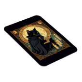Zwarte kat leest boek op Halloween Magneet (Rechterzijde)