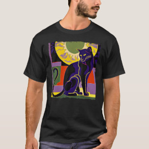 Zwarte Kat Leeuw Maan voor Kinderen Vrouwen Mannen T-shirt