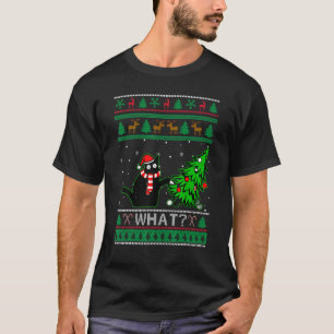 Zwarte Kat Lelijke Kerst Trui Boom Over Kat Wha T-shirt