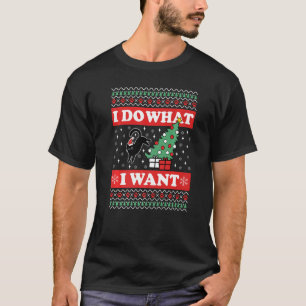 Zwarte Kat Lelijke Kerstmis Ik Doe Wat Ik Wil T-shirt