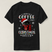 Zwarte kat licht ik op koffie en kerst t-shirt (Design voorkant)