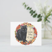 Zwarte Kat Liefde Briefkaart (Staand voorkant)