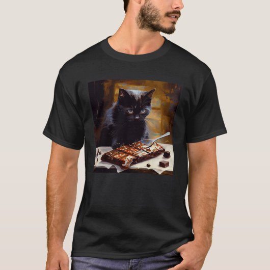 Zwarte Kat Liefde Chocolade T-shirt (Voorkant)