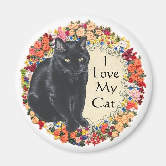 Zwarte Kat Liefde Magneet (Voorkant)