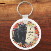 Zwarte Kat Liefde Sleutelhanger (Voorkant)