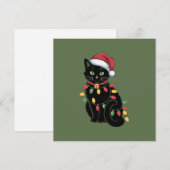 Zwarte Kat Liefhebber Kerst Kitten Cadeau Kat Moed Feestdagenkaart (Voorkant / Achterkant)