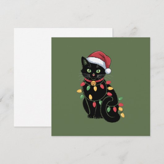 Zwarte Kat Liefhebber Kerst Kitten Cadeau Kat Moed Feestdagenkaart (Voorkant / Achterkant)