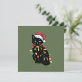 Zwarte Kat Liefhebber Kerst Kitten Cadeau Kat Moed Feestdagenkaart (Staand voorkant)