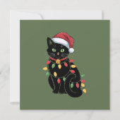 Zwarte Kat Liefhebber Kerst Kitten Cadeau Kat Moed Feestdagenkaart (Voorkant)