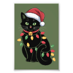 Zwarte Kat Liefhebber Kerst Kitten Cadeau Kat Moed Foto Afdruk