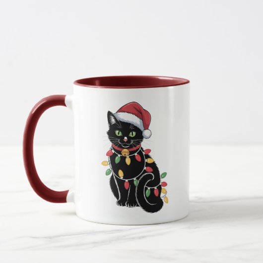 Zwarte Kat Liefhebber Kerst Kitten Cadeau Kat Moed Mok (Links)