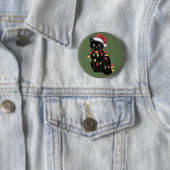 Zwarte Kat Liefhebber Kerst Kitten Cadeau Kat Moed Ronde Button 5,7 Cm (In situ)