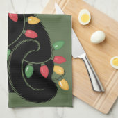 Zwarte Kat Liefhebber Kerst Kitten Cadeau Kat Moed Theedoek (Quarter Fold)