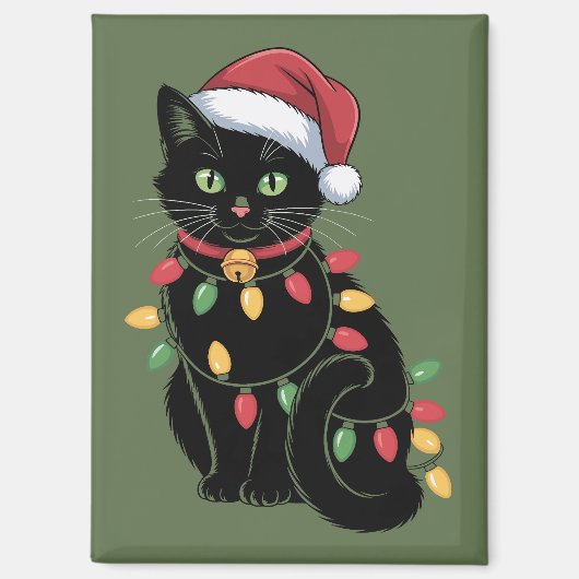 Zwarte Kat Liefhebber Kerstmis Kitten Gift Kat Mam Magneet (Voorkant)