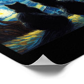 Zwarte Kat Liefhebber Sterrennacht Van Gogh Kat Mo Poster (Hoek)