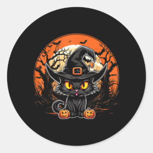 Zwarte Kat Liefhebber - Zwarte Kat Halloween Griez Ronde Sticker