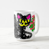 Zwarte kat lijn Herfst  Koffiemok (Voorkant rechts)