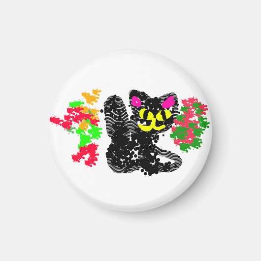 Zwarte kat lijn Herfst  Magneet (Voorkant)