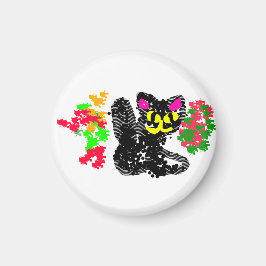 Zwarte kat lijn Herfst Magneet